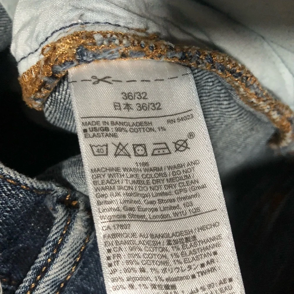 Gap Men's 36x32 Dark Indigo Straight Fit Denim Jeans - Picture 8 of 9